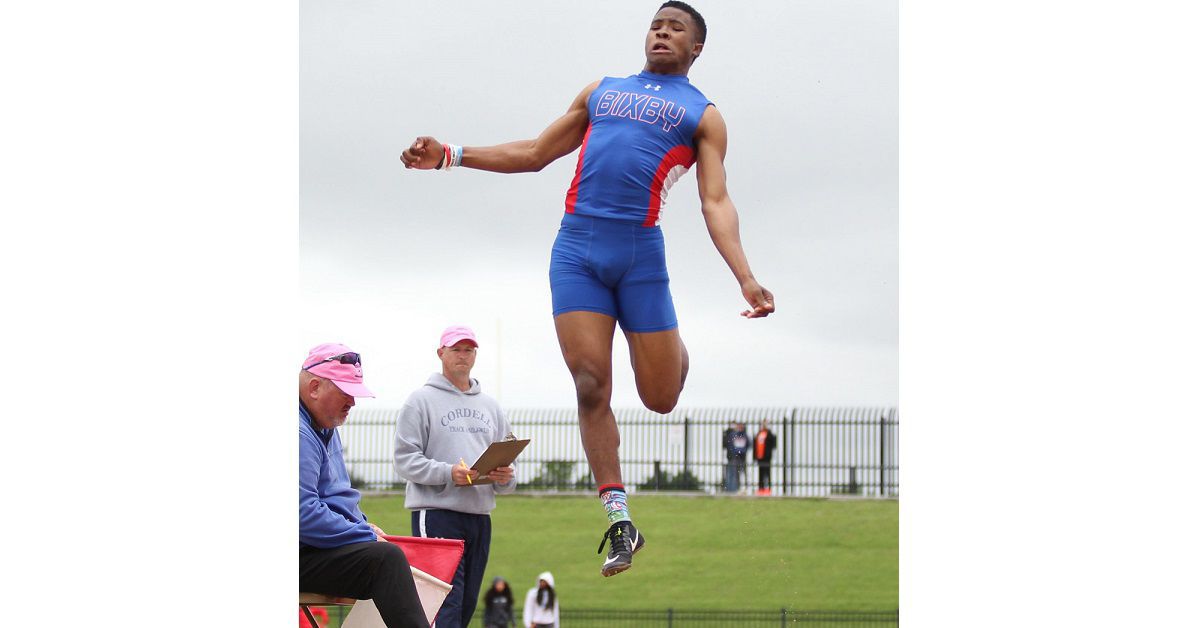 First team, long jump: Brennan Presley, Bixby
